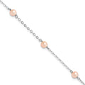 Sterling Silver Rhodium-plated 4-5mm Pink Semi-Round Freshwater Cultured Pearl 3-Station 5 inch with 1 inch Extension Children's Bracelet