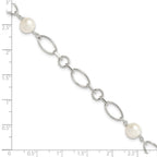 Sterling Silver Polished FW Cultured Pearl Bracelet