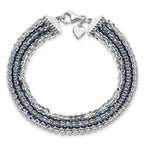 Sterling Silver Rhodium & Blue-Plated Multi-Strand Chain Bracelet