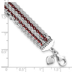 Sterling Silver Rhodium & Red-Plated Multi-Strand Chain Bracelet