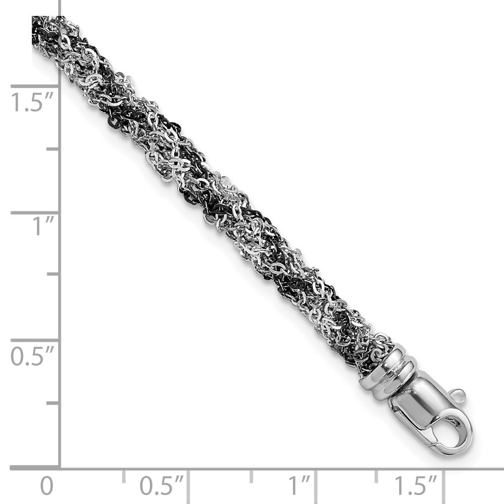 Sterling Silver & Ruthenium-plated Twisted Chain Bracelet