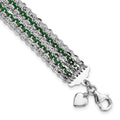 Sterling Silver Rhodium & Green-Plated Multi-Strand Chain Bracelet
