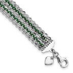 Sterling Silver Rhodium & Green-Plated Multi-Strand Chain Bracelet