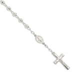 Sterling Silver Polished Beaded Rosary 7.5 inch Bracelet