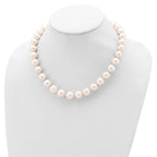 Sterling Silver Rhodium-plated 11-12mm White Near-Round Freshwater Cultured Pearl Necklace