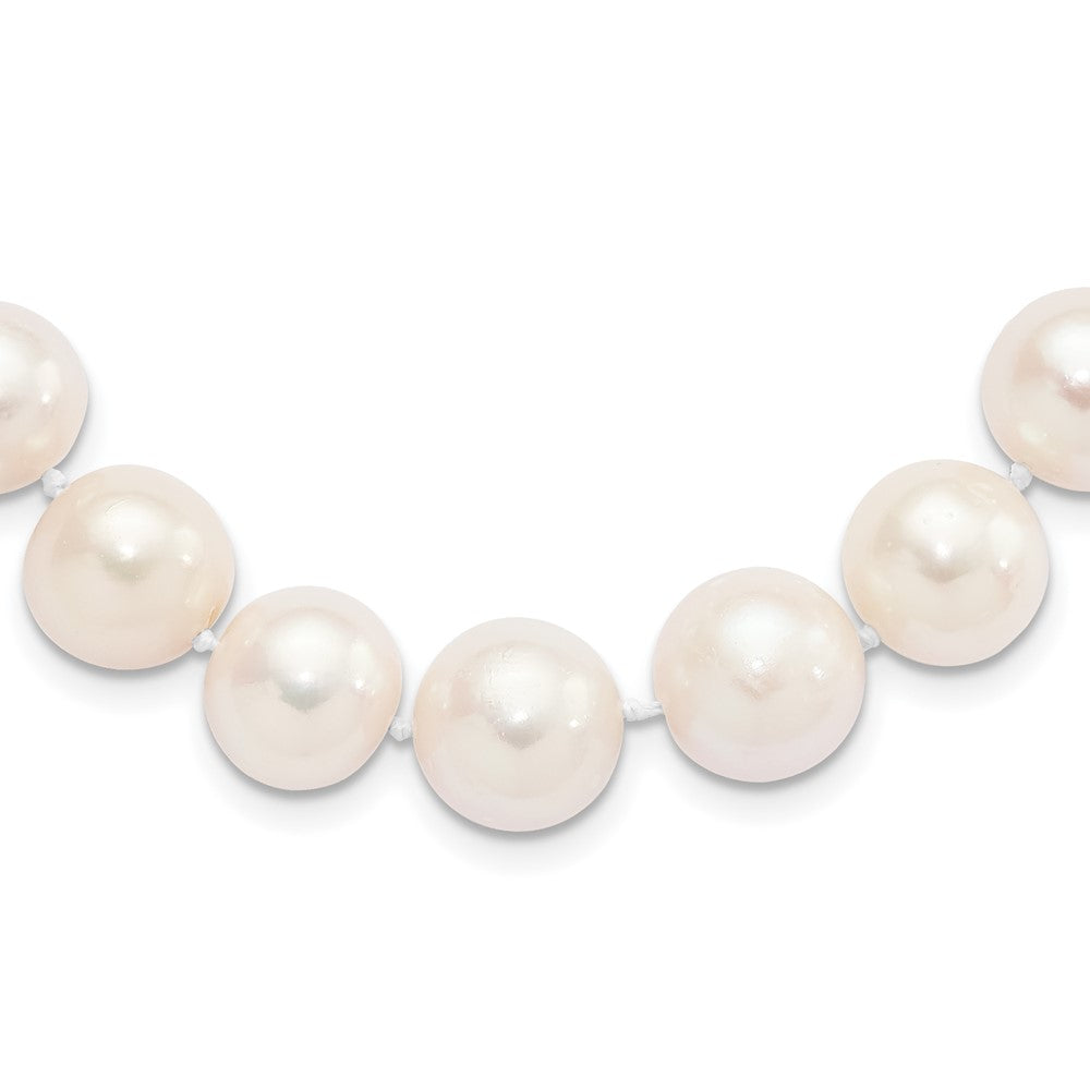 Sterling Silver Rhodium-plated 11-12mm White Near-Round Freshwater Cultured Pearl Necklace