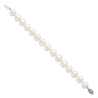 Sterling Silver Rhodium-plated 11-12mm White Near-Round Freshwater Cultured Pearl 7.25 inch Bracelet