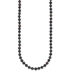 Sterling Silver Rhodium-plated 4-5mm Black Near-Round Freshwater Cultured Pearl Necklace