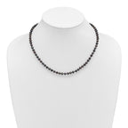 Sterling Silver Rhodium-plated 4-5mm Black Near-Round Freshwater Cultured Pearl Necklace
