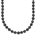 Sterling Silver Rhodium-plated 4-5mm Black Near-Round Freshwater Cultured Pearl Necklace
