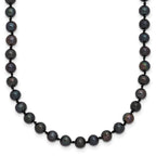 Sterling Silver Rhodium-plated 4-5mm Black Near-Round Freshwater Cultured Pearl Necklace