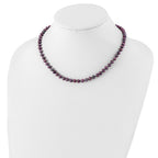 Sterling Silver Rhodium-plated 5-6mm Black Near-Round Freshwater Cultured Pearl Necklace