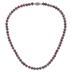 Sterling Silver Rhodium-plated 5-6mm Black Near-Round Freshwater Cultured Pearl Necklace