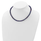 Sterling Silver Rhodium-plated 6-7mm Black Near-Round Freshwater Cultured Pearl Necklace
