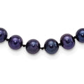 Sterling Silver Rhodium-plated 6-7mm Black Near-Round Freshwater Cultured Pearl Necklace