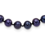 Sterling Silver Rhodium-plated 6-7mm Black Near-Round Freshwater Cultured Pearl Necklace