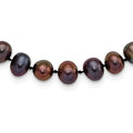 Sterling Silver Rhodium-plated 7-8mm Black Near-Round Freshwater Cultured Pearl Necklace