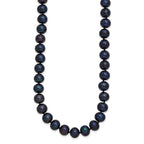 Sterling Silver Rhodium-plated 8-9mm Black Near-Round Freshwater Cultured Pearl Necklace