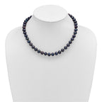 Sterling Silver Rhodium-plated 8-9mm Black Near-Round Freshwater Cultured Pearl Necklace