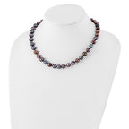 Sterling Silver Rhodium-plated 9-10mm Black Near-Round Freshwater Cultured Pearl Necklace