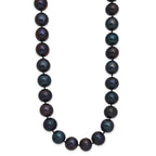 Sterling Silver Rhodium-plated 10-11mm Black Near-Round Freshwater Cultured Pearl Necklace