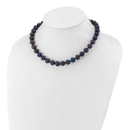Sterling Silver Rhodium-plated 10-11mm Black Near-Round Freshwater Cultured Pearl Necklace