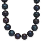 Sterling Silver Rhodium-plated 10-11mm Black Near-Round Freshwater Cultured Pearl Necklace