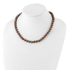 Sterling Silver Rhodium-plated 8-9mm Brown Near-Round Freshwater Cultured Pearl Necklace