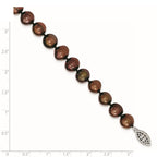 Sterling Silver 9-10mm Coffee Egg Shape FW Cultured Pearl Necklace