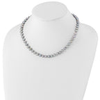 Sterling Silver Rhodium-plated 6-7mm Grey Near-Round Freshwater Cultured Pearl Necklace