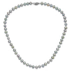 Sterling Silver Rhodium-plated 6-7mm Grey Near-Round Freshwater Cultured Pearl Necklace