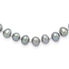 Sterling Silver Rhodium-plated 6-7mm Grey Near-Round Freshwater Cultured Pearl Necklace