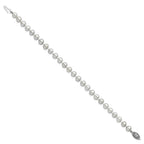 Sterling Silver Rhodium-plated 6-7mm Grey Near-Round Freshwater Cultured Pearl 7.25 inch Bracelet