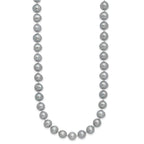 Sterling Silver Rhodium-plated 7-8mm Grey Near-Round Freshwater Cultured Pearl Necklace