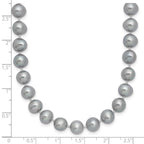 Sterling Silver Rhodium-plated 7-8mm Grey Near-Round Freshwater Cultured Pearl Necklace