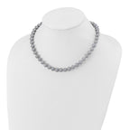 Sterling Silver Rhodium-plated 7-8mm Grey Near-Round Freshwater Cultured Pearl Necklace