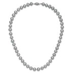 Sterling Silver Rhodium-plated 7-8mm Grey Near-Round Freshwater Cultured Pearl Necklace