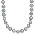 Sterling Silver Rhodium-plated 7-8mm Grey Near-Round Freshwater Cultured Pearl Necklace