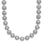 Sterling Silver Rhodium-plated 7-8mm Grey Near-Round Freshwater Cultured Pearl Necklace