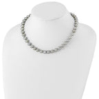 Sterling Silver Rhodium-plated 8-9mm Grey Near-Round Freshwater Cultured Pearl Necklace