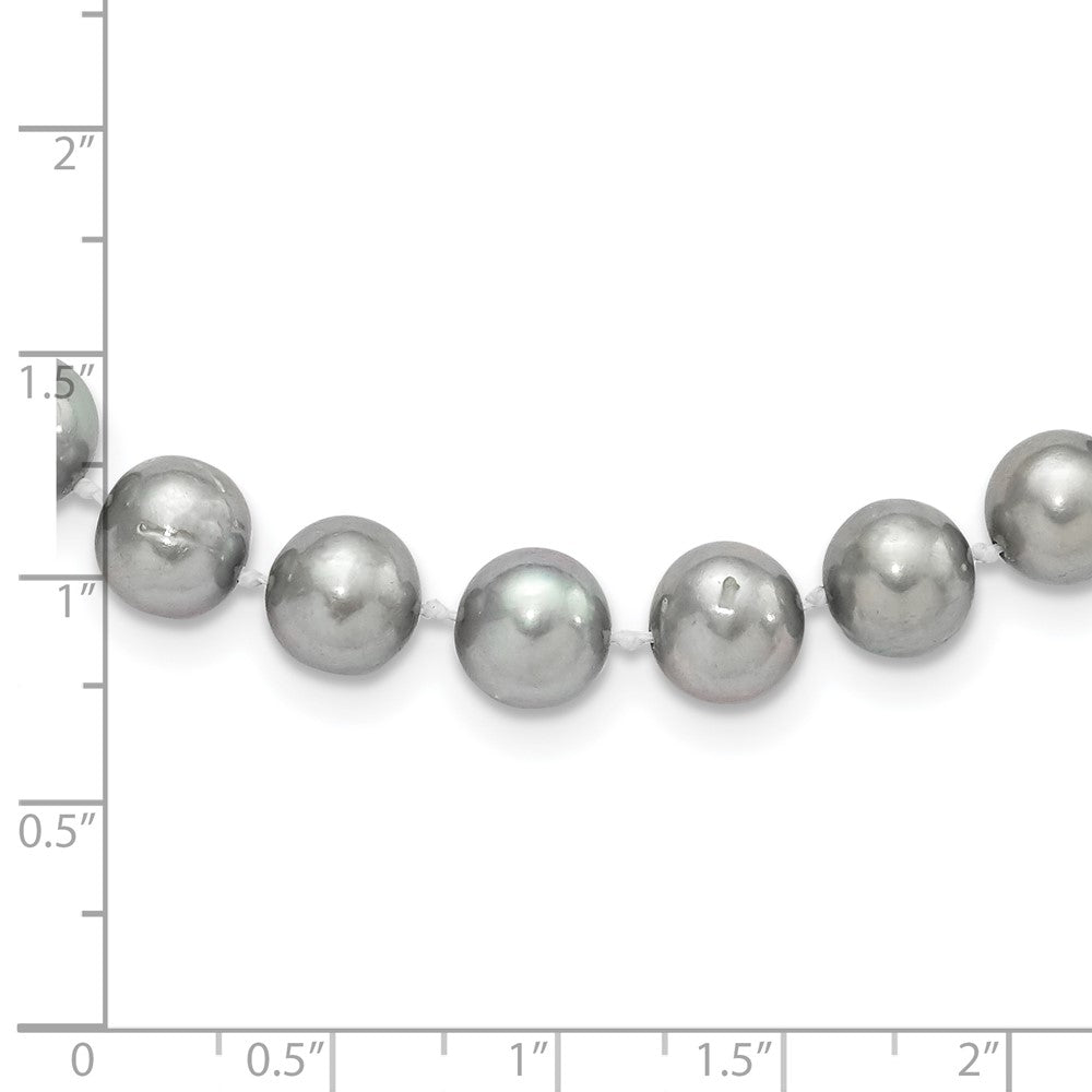 Sterling Silver Rhodium-plated 8-9mm Grey Near-Round Freshwater Cultured Pearl Necklace