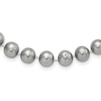 Sterling Silver Rhodium-plated 8-9mm Grey Near-Round Freshwater Cultured Pearl Necklace