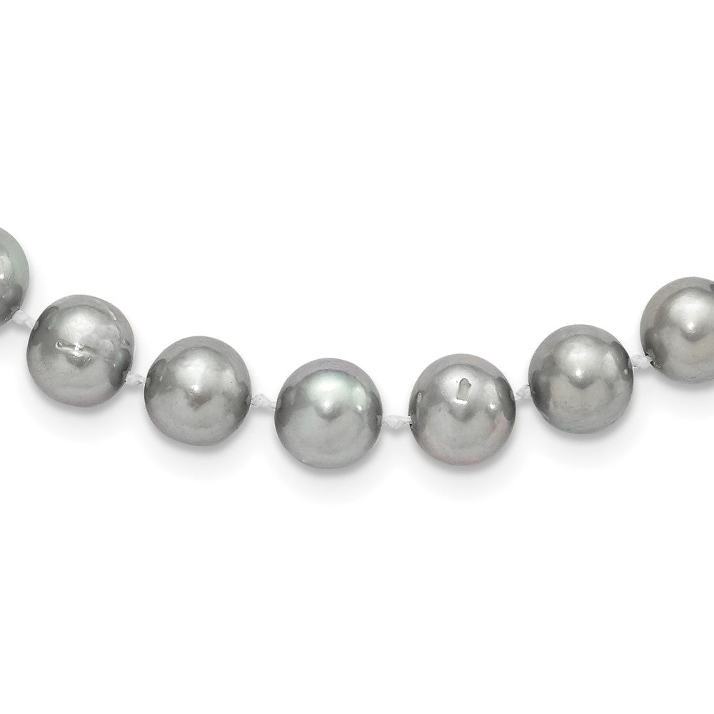 Sterling Silver Rhodium-plated 8-9mm Grey Near-Round Freshwater Cultured Pearl Necklace