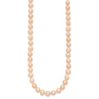 Sterling Silver Rhodium-plated 6-7mm Pink Near-Round Freshwater Cultured Pearl Necklace