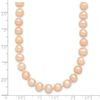 Sterling Silver Rhodium-plated 6-7mm Pink Near-Round Freshwater Cultured Pearl Necklace