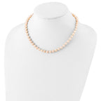 Sterling Silver Rhodium-plated 6-7mm Pink Near-Round Freshwater Cultured Pearl Necklace