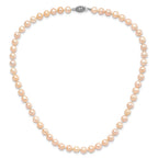 Sterling Silver Rhodium-plated 6-7mm Pink Near-Round Freshwater Cultured Pearl Necklace