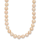 Sterling Silver Rhodium-plated 6-7mm Pink Near-Round Freshwater Cultured Pearl Necklace
