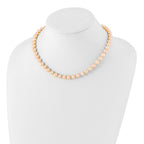 Sterling Silver Rhodium-plated 7-8mm Pink Near-Round Freshwater Cultured Pearl Necklace