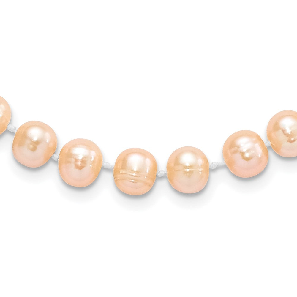 Sterling Silver Rhodium-plated 7-8mm Pink Near-Round Freshwater Cultured Pearl Necklace